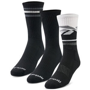 Reebok Men 3-pk Logo Terry Crew Socks Black/ Grey/ White Shoe Size 10-13